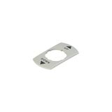 Plate with shaped hole, rectangular, 30x60 mm, grey, inscription "UP, DOWN"