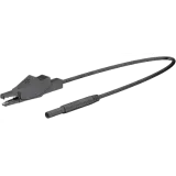 Measuring lead with (crocodile clip) to (2 mm lamella plug, straight), 1 m, black, PVC, 0.5 mm², 65.9185-10021