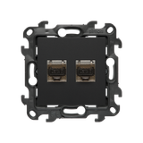 Double IT socket RJ45 category 6, (module), Simon 24, IP20, black matt