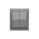 Splash-proof double two-way switch, IP44, 10AX, dark grey