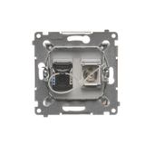 IP44 single socket outlets with Schuko earthing, with frame seal - transparent flap, module, 16A, quick connection, light gray matt