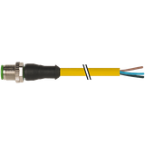 M12 male 0° A-cod. with cable PUR 5x0.34 ye UL/CSA+drag ch. 15m