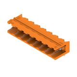 PCB plug-in connector, male header, open side, THT solder connection, 5.08 mm, Number of poles: 8, 90°, Solder pin length (l): 3.2 mm, Au (Gold), orange, Box