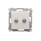 Double aerial socket type "F", white