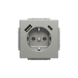 Socket insert Safety Shutter with USB A/C grey metallic - solo