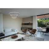 ONE FLAT, pendant light, triple, 300cm, 2700/3000K, DALI 2, Touch, black