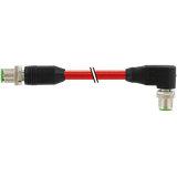 M12 male 0° / M12 male 90° D-cod. shielded PUR 1x4xAWG22 rd 1,2m