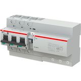Residual current breaker RCBO DS800 range 50kA, 3P, curve K, 125A, 300