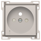 Finishing set with transparent lens for socket outlet with voltage indication, pin earthing and shutters, flush-mounting depth of 28.5mm, light grey