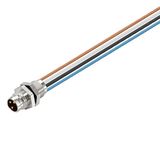 Built-in plugs, M8 thread, pin, straight, Mounting thread: M8, Number of poles: 4, Strand / cable length: 0.5 m