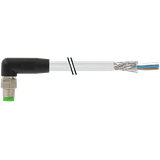M8 male 90° A-cod. with cable PUR 4x0.34 shielded gy+drag-ch 10m