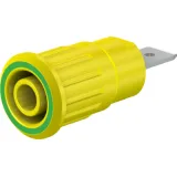 4 mm socket, flat plug connection, mounting Ø 12.2 mm, CAT III, CAT IV, yellow/green, 49.7073-20