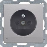 Socket outlet w. earthing pin and LED orientation light, Q.x, alu velv