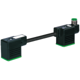 M12 male on top A-cod. / MSUD double valve B-10mm PVC 3x0.75 bk 0m