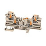 Test-disconnect terminal, PUSH IN, dark beige, 2.5 mm², 20 A, 500 V, Number of connections: 4, Number of levels: 1