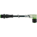 M12 male 0° / M12 female 90° A-cod. LED V4A FEP 5xAWG22 bk 0.6m