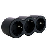 MOP STD SCH 2P+E 16A 3 FRONT OUTLETS BLACK