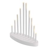 LED candlestick, white, 24.5 cm, 3x AA, indoor, warm white, timer