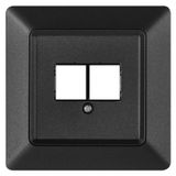 Data socket cover 2xRJ45, anthracite