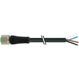 M12 Power female 0° S-cod. with cable PUR 4x1.5 bk UL/CSA+drag ch. 45m