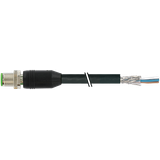 M12 male 0° A-cod. with cable shielded PUR 4x0.34 shielded bk 40m