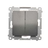 Two gang switch for IP44 version, (module), 10AX, quick connection, anthracite, metalic