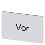 Labeling plate 17.5x27 mm, silver-colored label, labeling: Vor