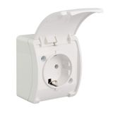 VG-1 Koala Single Socket 2P+Z SCHUKO surface mounted IP44 white with white flap VG 181-01