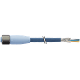 M12 female 0° A-cod. with cable shielded F&B Pro TPE-S 5x0.34 bu 35m