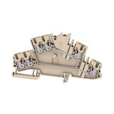 Double-tier terminal, PUSH IN, 2.5 mm², 800 V, 22 A, dark beige
