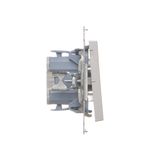 Double socket outlet with earthing for IP44 version with frame seal, with shutters, (module), Simon 24, IP20/IP44, 16A, champagne matt, Flap color: Transparent