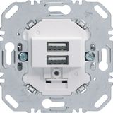 230 V USB charging socket outlet, 2gang, 3.0A, angular supporting ring