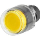 Projecting push-button, yellow, rubber cap