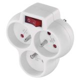Multiple Socket 3× round, white