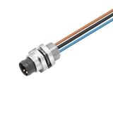 Built-in plugs, M8 snap, pin, straight, Mounting thread: M8, Number of poles: 3, Strand / cable length: 0.5 m