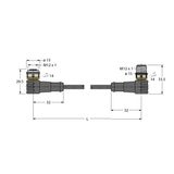 Actuator and Sensor Cable, PUR Extension Cable   WKC4T-P7X2-1.5-WSC4T/TXL