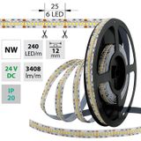 LED strip SMD2835 NW, 240LED/m, 38.4W/m, 3408lm/m, IP20, DC 24V, 12mm, 50m