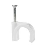 FLOP-14 cable holder with nail, round cable ⌀14mm, white, nail: 2x31mm