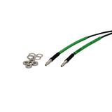 Fiber optic sensor head, through-beam, M4 cylindrical axial, R1 flexible and chemical resistant fiber, 2 m cable E32 1522G