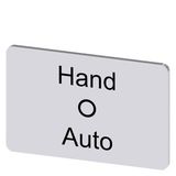 Labeling plate 17.5x27 mm, silver-colored label, labeling: Hand O Auto