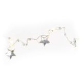 LED Christmas chain silver – stars, 1.9 m, 2x AA, indoor, warm white, timer