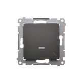 Two-way switch with LED illumination, (module), 10AX, quick connection, black matt