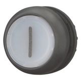 M22S-DL-W-X1 Illuminated pushbutton actuator, RMQ-Titan, Flush, momentary, White, inscribed 1, Bezel: black
