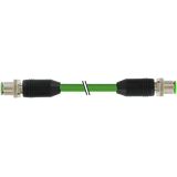 M12 male 0° / M12 male 0° D-cod. shielded PUR 1x4xAWG22 gn  5m