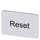 Labeling plate 17.5x27 mm, silver-colored label, labeling: Reset