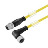 Sensor/actuator line, Connecting line, M12 / M12, Number of poles : 4, 5 m, pin, straight - socket, 90&deg;, Shielded: No, LED: No, Sheath material: PUR, Halogen: No