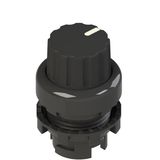 Knob selector, 3 positions black with marking