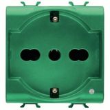 ITALIAN/GERMAN STANDARD SOCKET-OUTLET 250V ac - FOR DEDICATED LINES - 2P+E 16A DUAL AMPERAGE - P30-P17 - 2 MODULES - GREEN - ANTIBACTERIAL -CHORUSMART