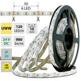 LED strip SMD2835 UWW, 120LED/m, 14W/m, 980lm/m, IP20, DC 24V, 10mm, 5m