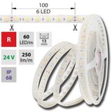 LED strip SMD5050 red, 60LED/m, 14.4W/m, 250lm/m, IP68, DC 24V, 13mm, 5m